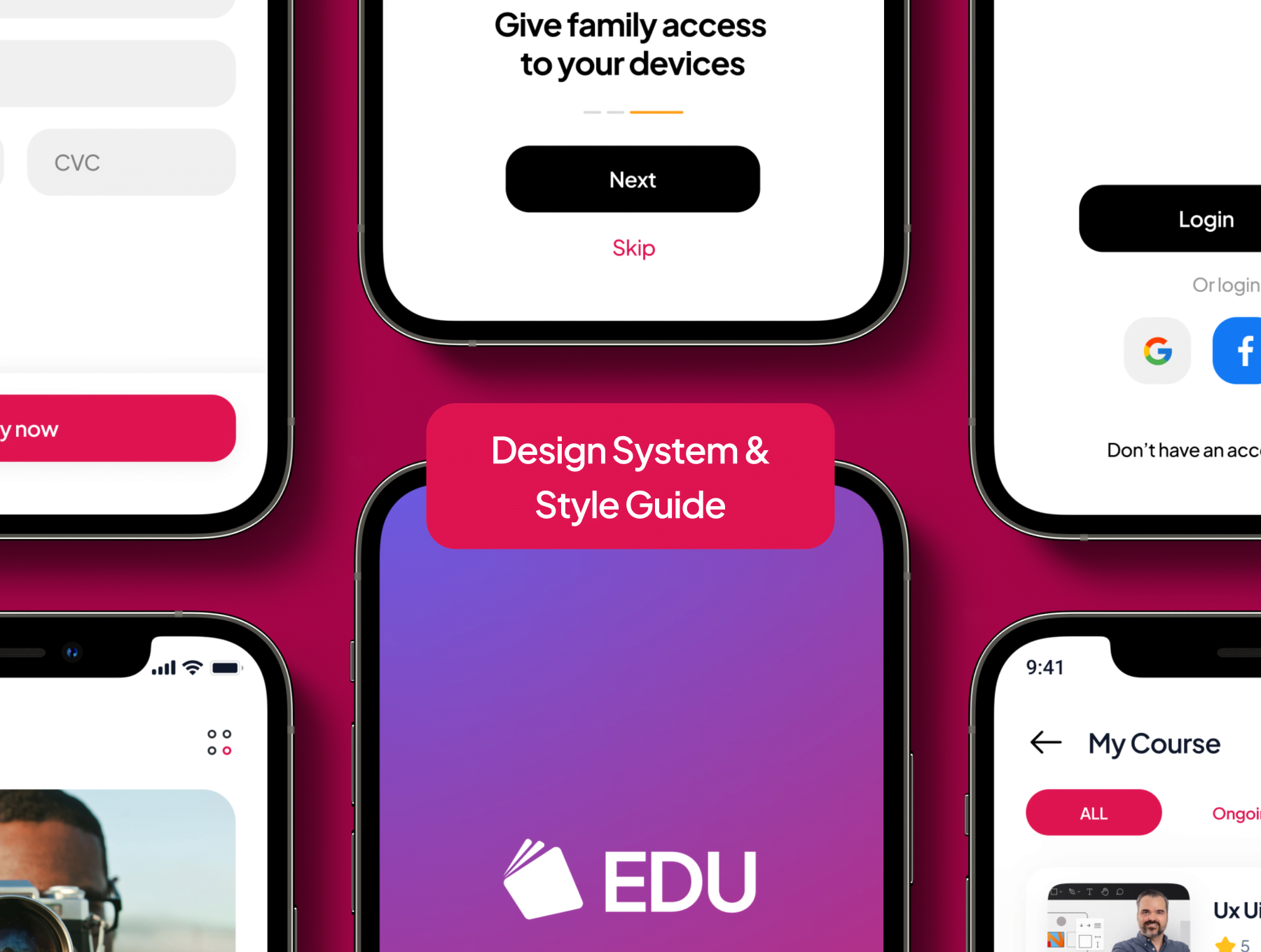 教育学习应用程序UI套件 Edu Learning android, figma格式-UI/UX-到位啦UI